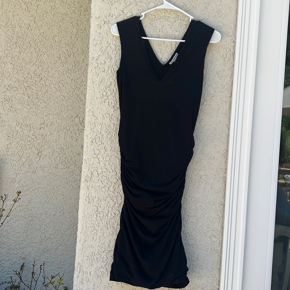 James Perse Standard Black Tank Ruched Dress Women's Size 1 - Picture 2 of 6
